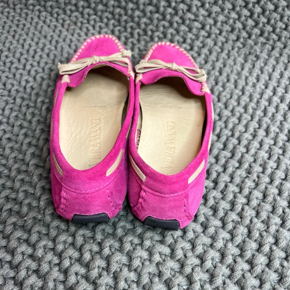 Vera Wang Fuchsia Pink Suede Loafers Slip On Shoes Women Size 6 M, Made in Italy - Picture 5 of 14